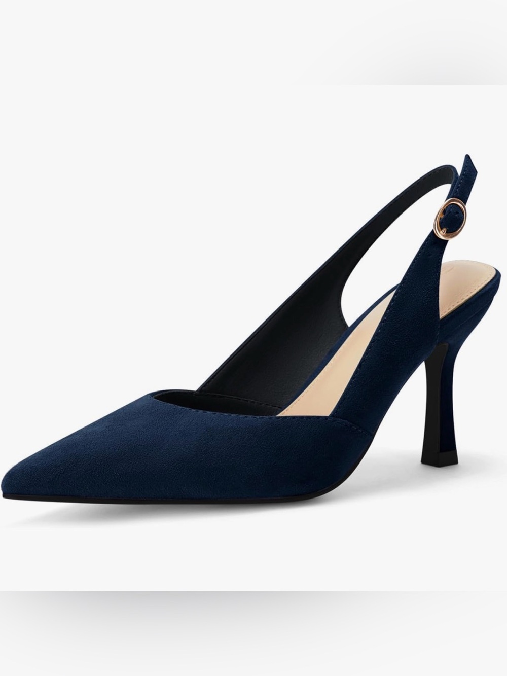NWT- Rilista Women’s slingback kitten heels closed pointed toe- Navy Suede